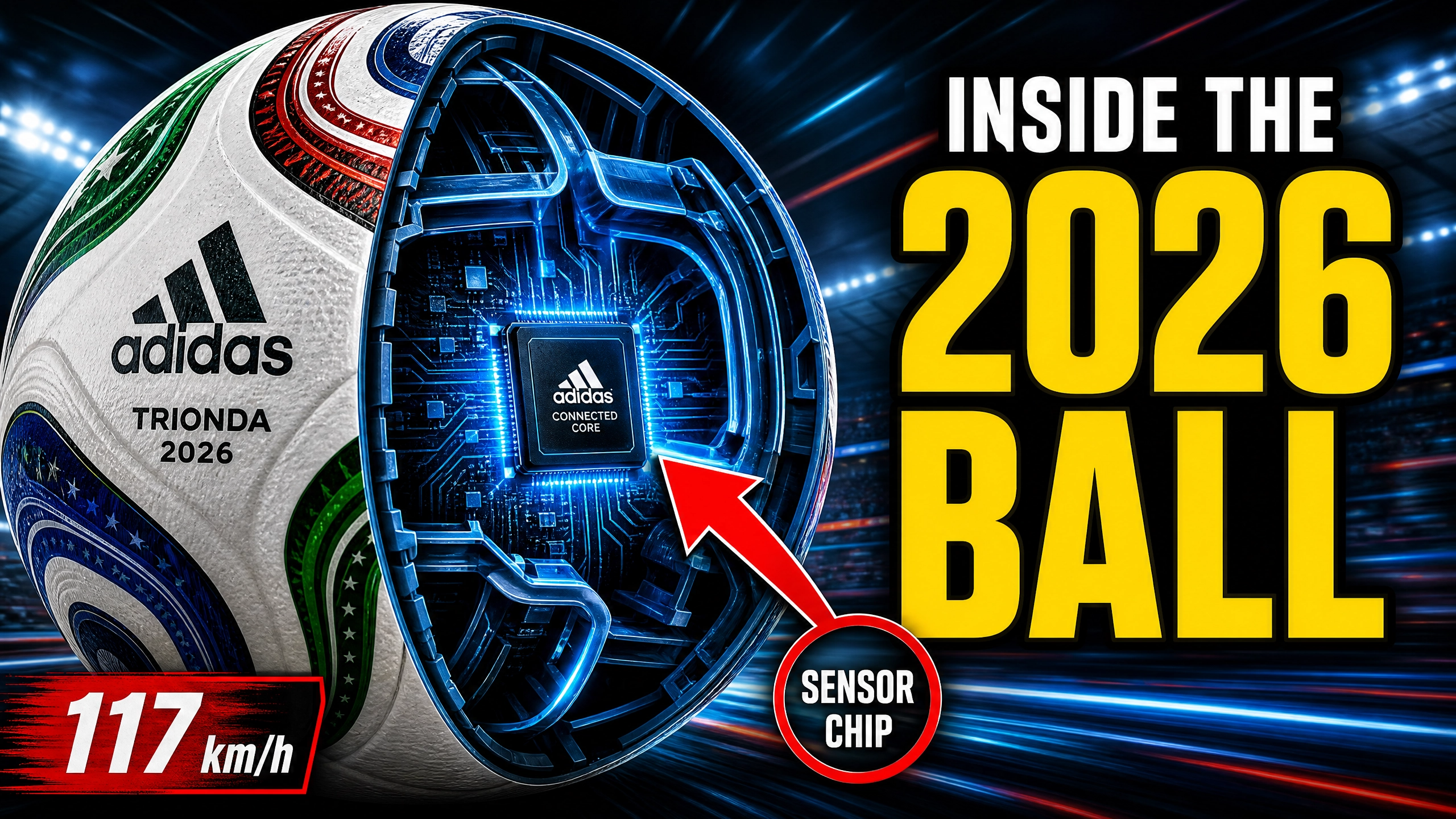 The Adidas Trionda — official 2026 World Cup ball with embedded sensor chip